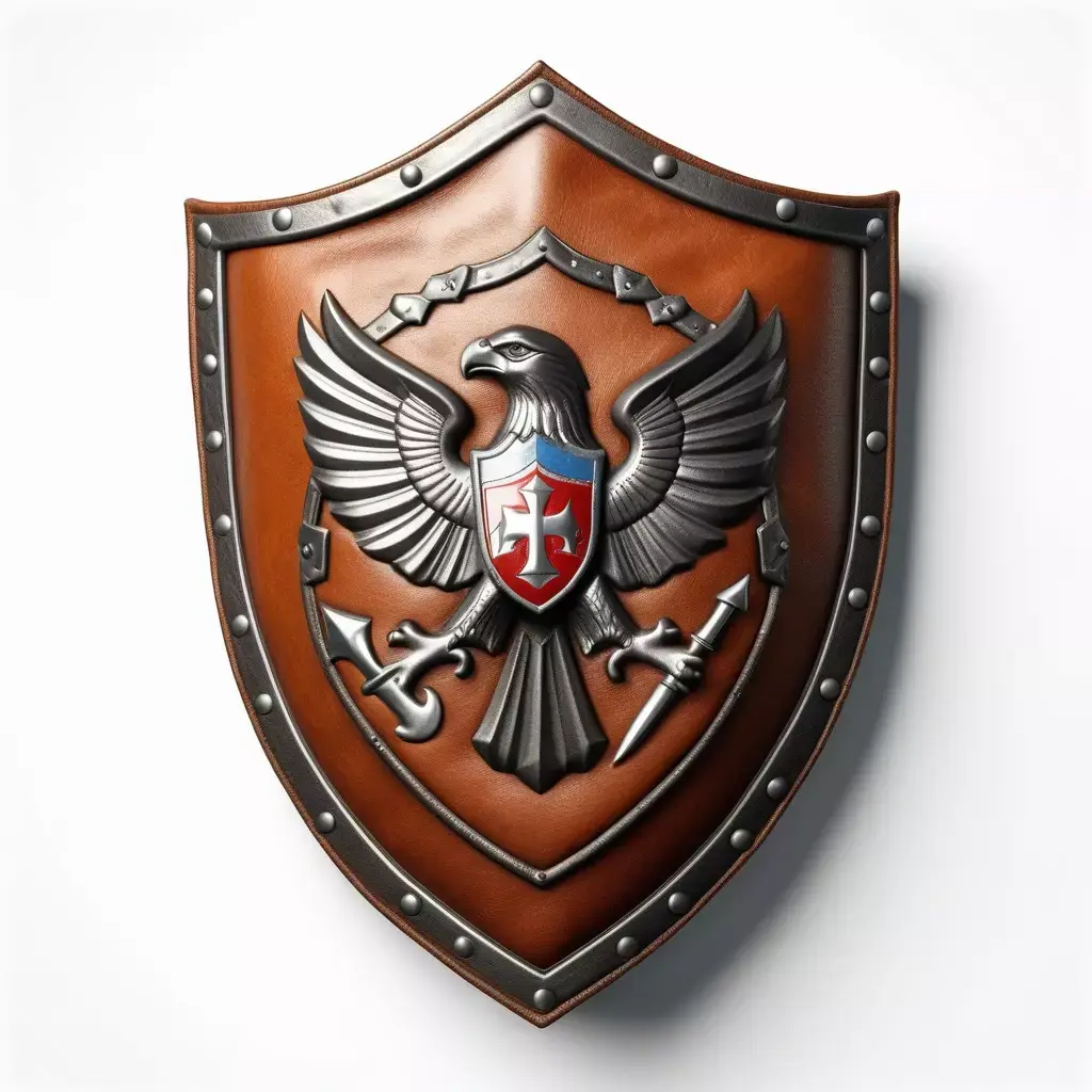 Worn Leather Shield with Metal Rim 3D model