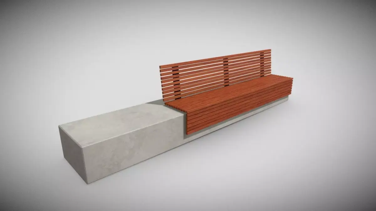 Concrete Bench Low-poly Low-poly 3D model