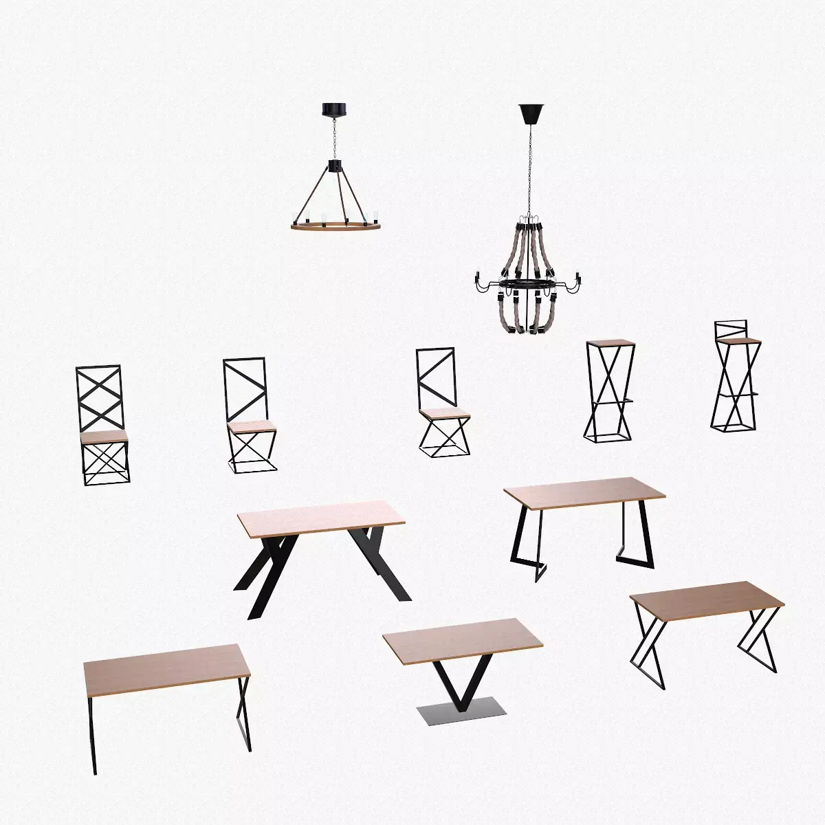 Low poly furniture in loft style Low-poly 3D model