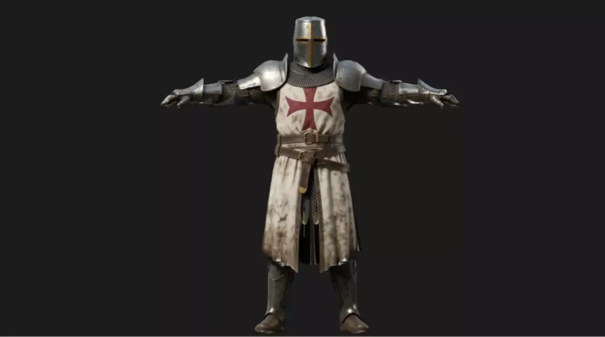 Crusader Warrior Rigged Low-poly 3D model