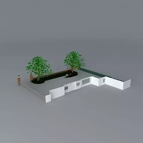 Front garden with blocks and gravel  Free 3D model