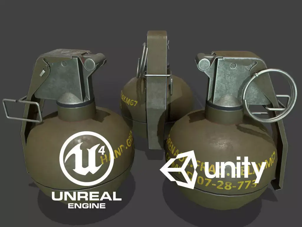 M67 Grenade Lowpoly Low-poly 3D model