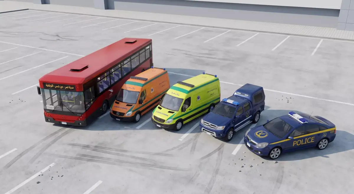 Egyptian Vehicles - Bus Ambulances Police Cars  3D model