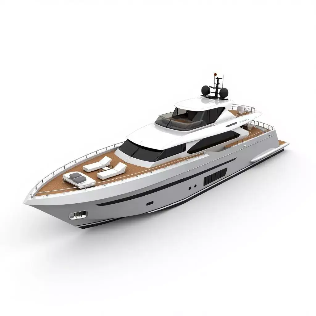 Modern Silver Hull Mega Yacht 3D Model Low-poly 3D model