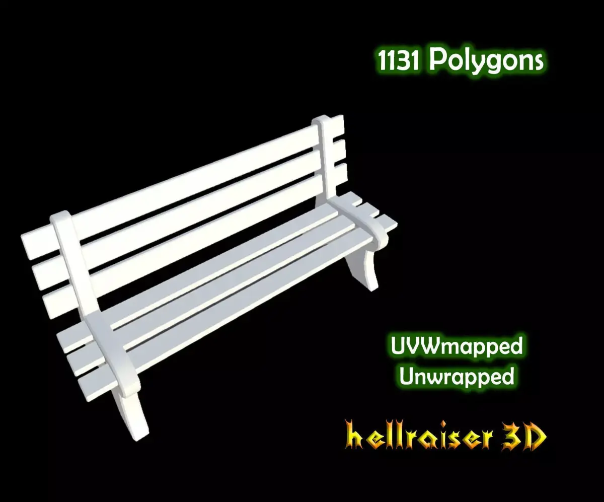 Bench Low-poly 3D model 14