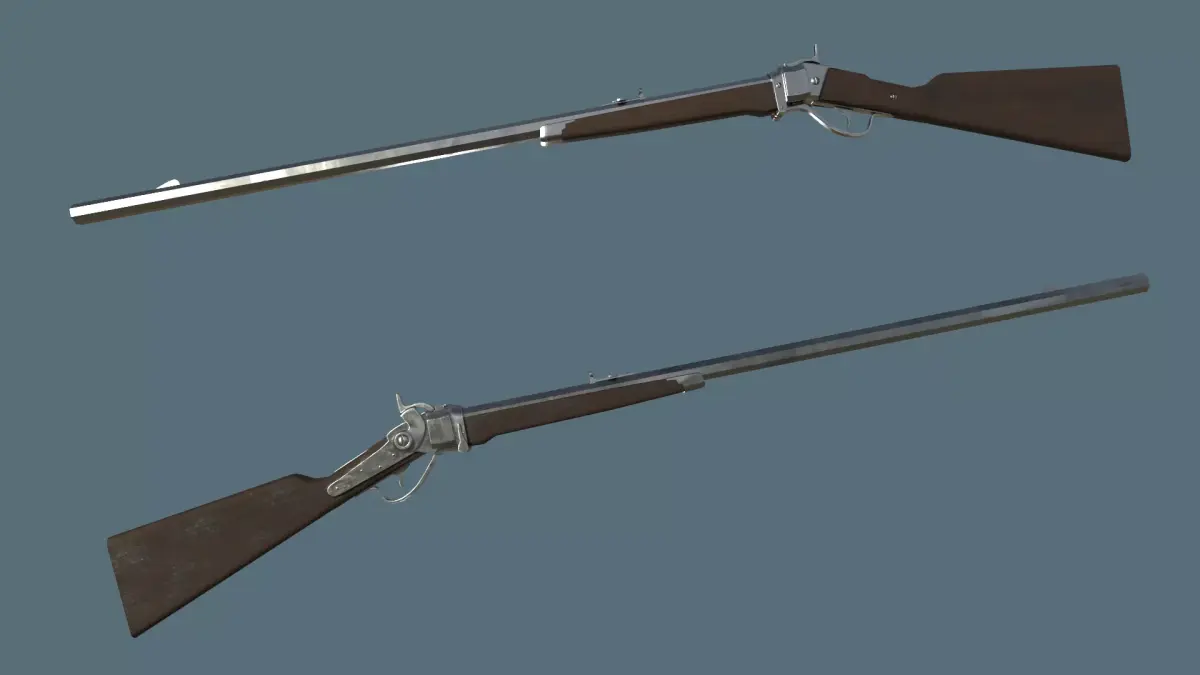 Sharps rifle simple low-poly model Low-poly 3D model