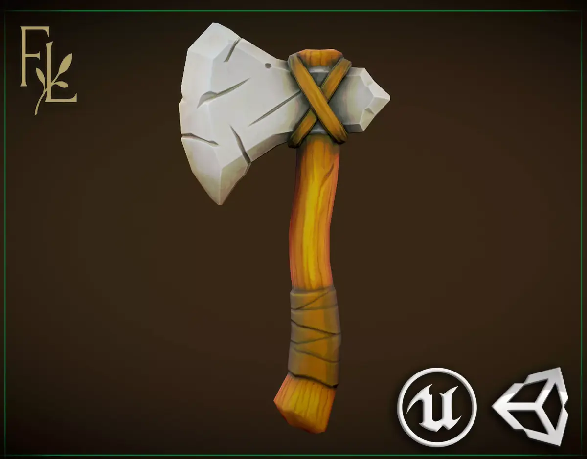 Stone Axe - Game Ready Weapon Low-poly 3D model