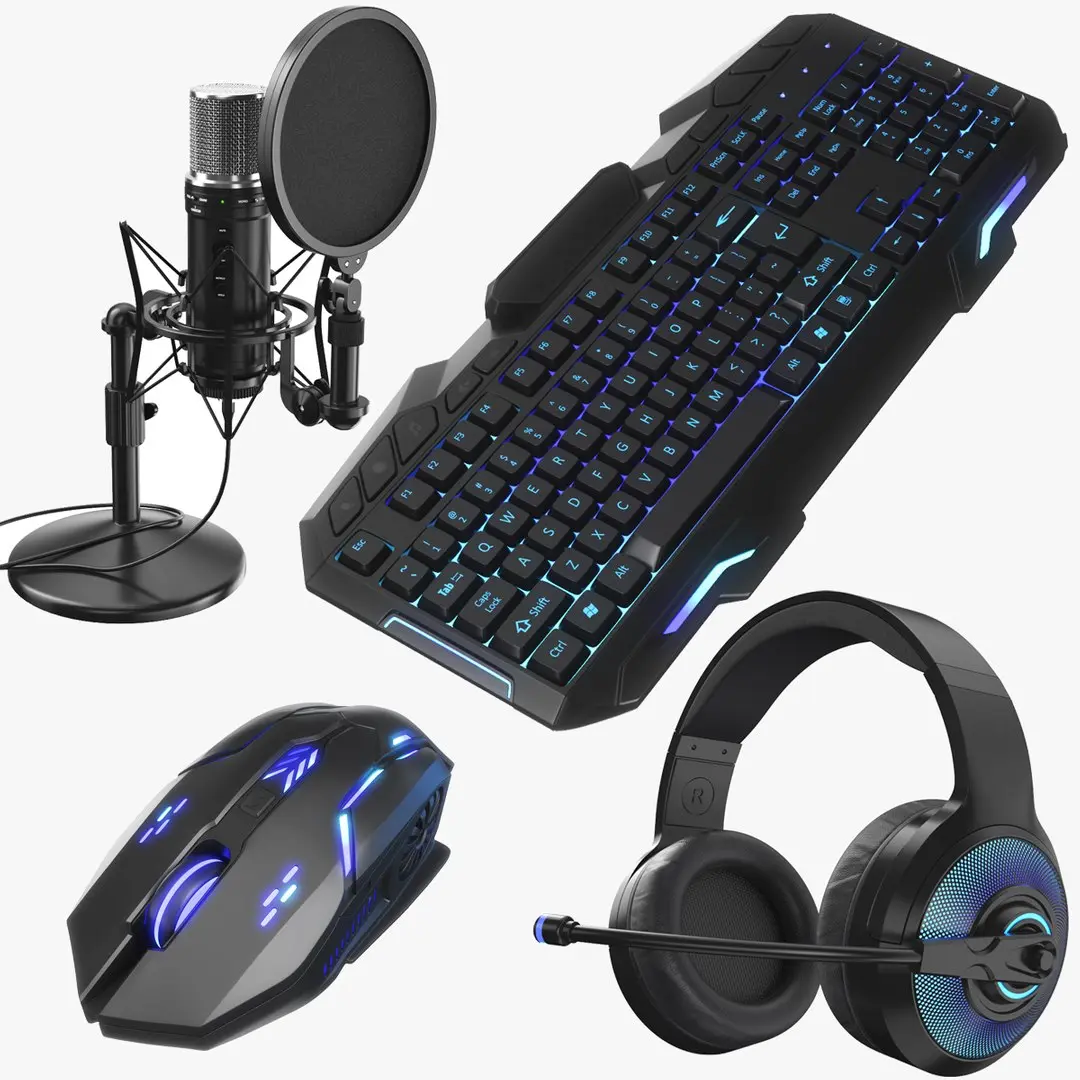 Four Streaming Gaming Accessories 3D model