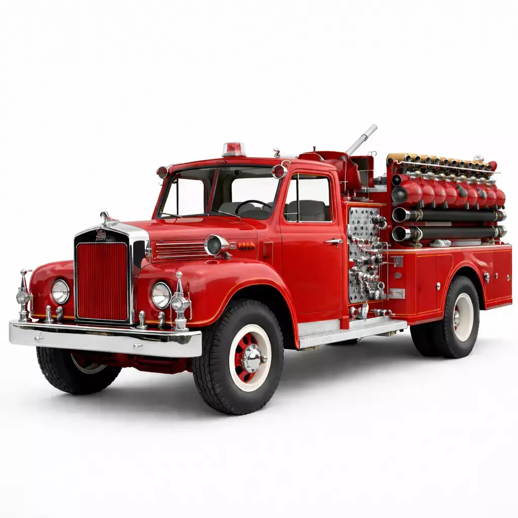 1950s Fire Truck 3D Model Vintage Emergency Response Vehicle 3D model