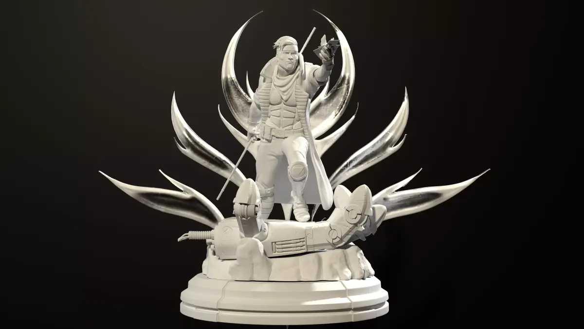 SciFi Hero Warrior Statue High Detail 3D Character Sculpt 3D print model