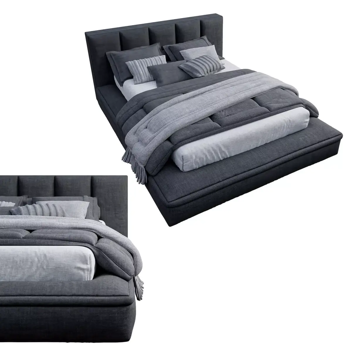 Bed B upholstered frame Free 3D model