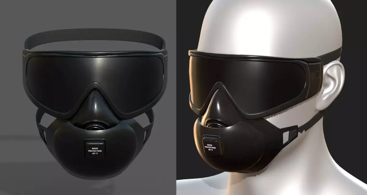 Gas mask protection futuristic technology  Low-poly 3D model purchase
