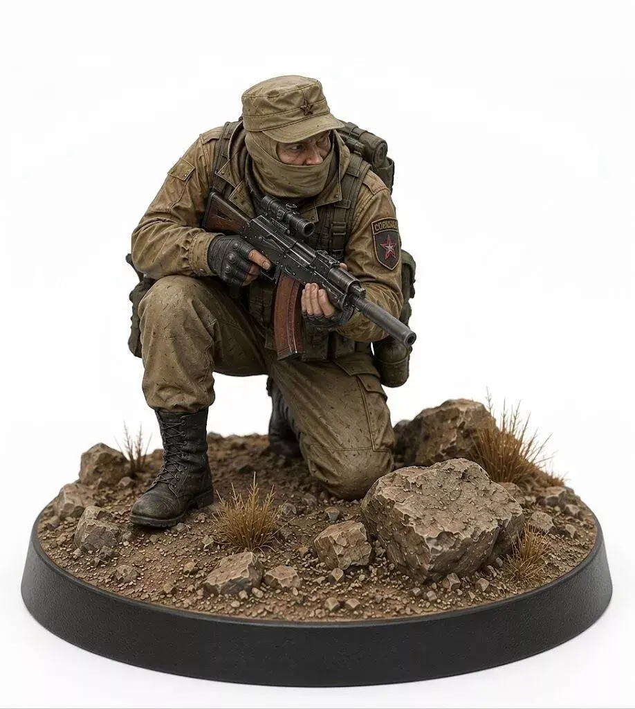 Desert Recon Operative STL Tactical Warfare Display Figure 3D print model