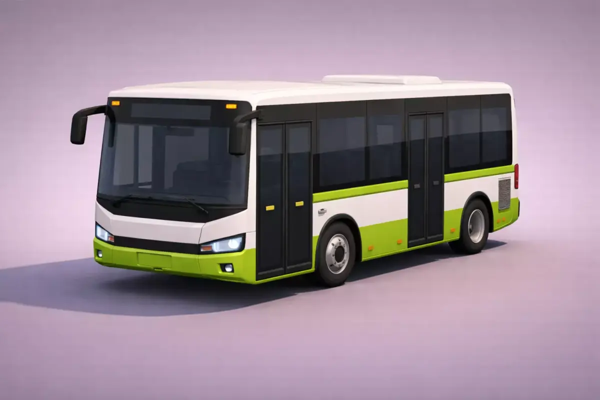 Low Poly Modern Short City Bus Model PBR Texture Low-poly 3D model