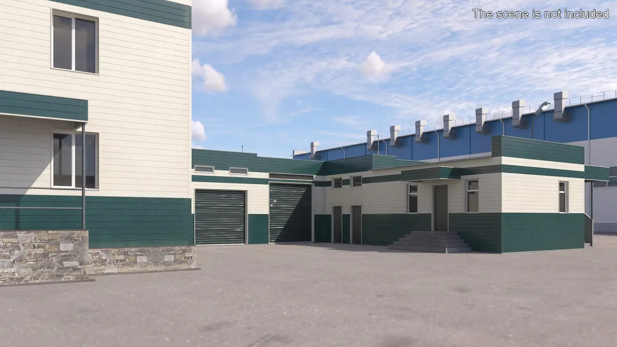 Small Commercial Facility with Garages 3D model