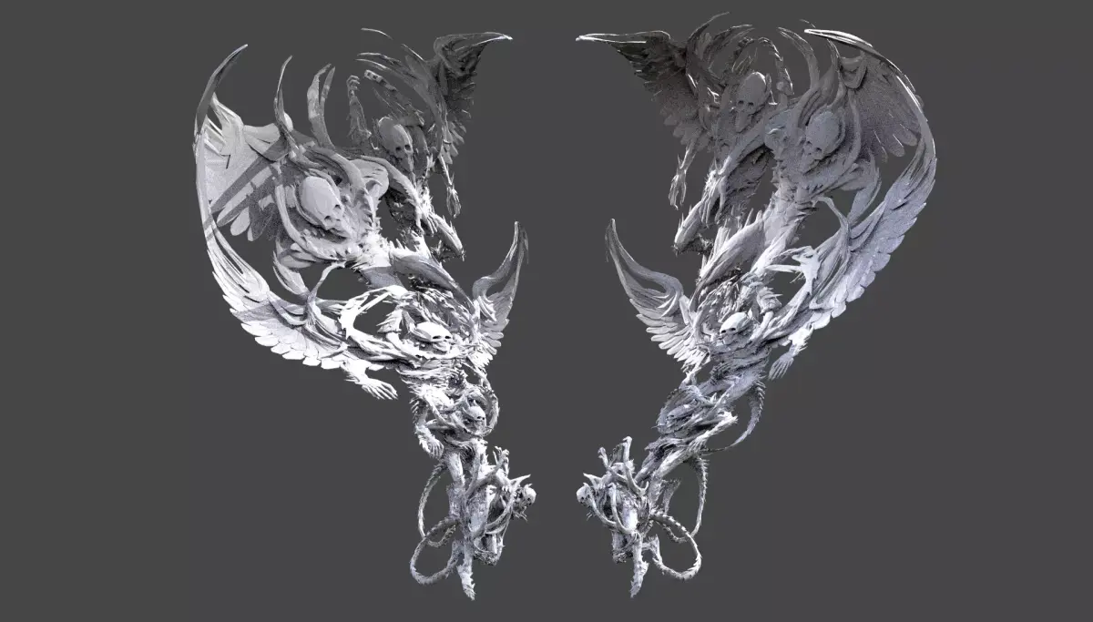 Silent Night Dark Angel statue wings 3D model
