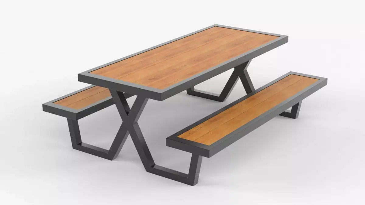 Coffee Table with Iron Legs 3D model