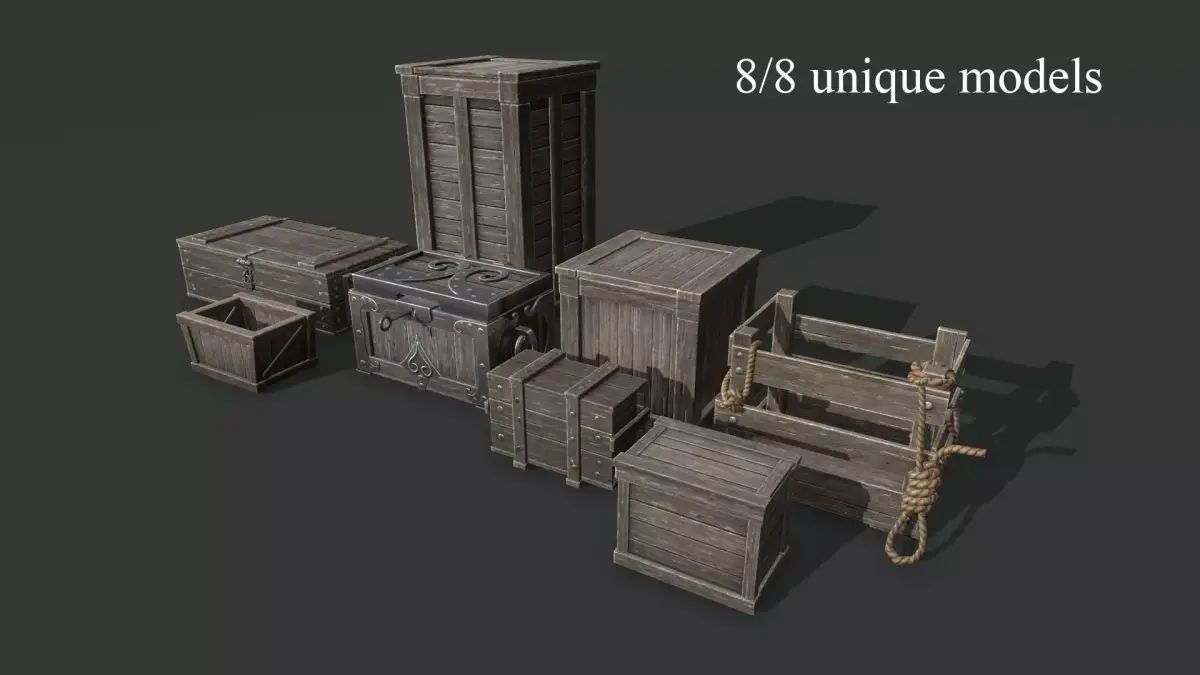 Wooden Boxes Low-poly 3D model shop