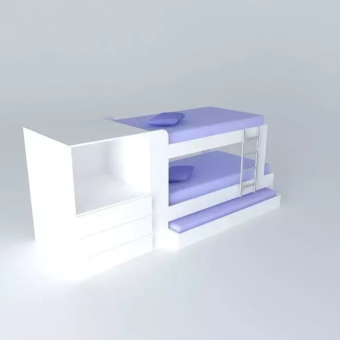 Bunk bed with auxiliary bed Free 3D model