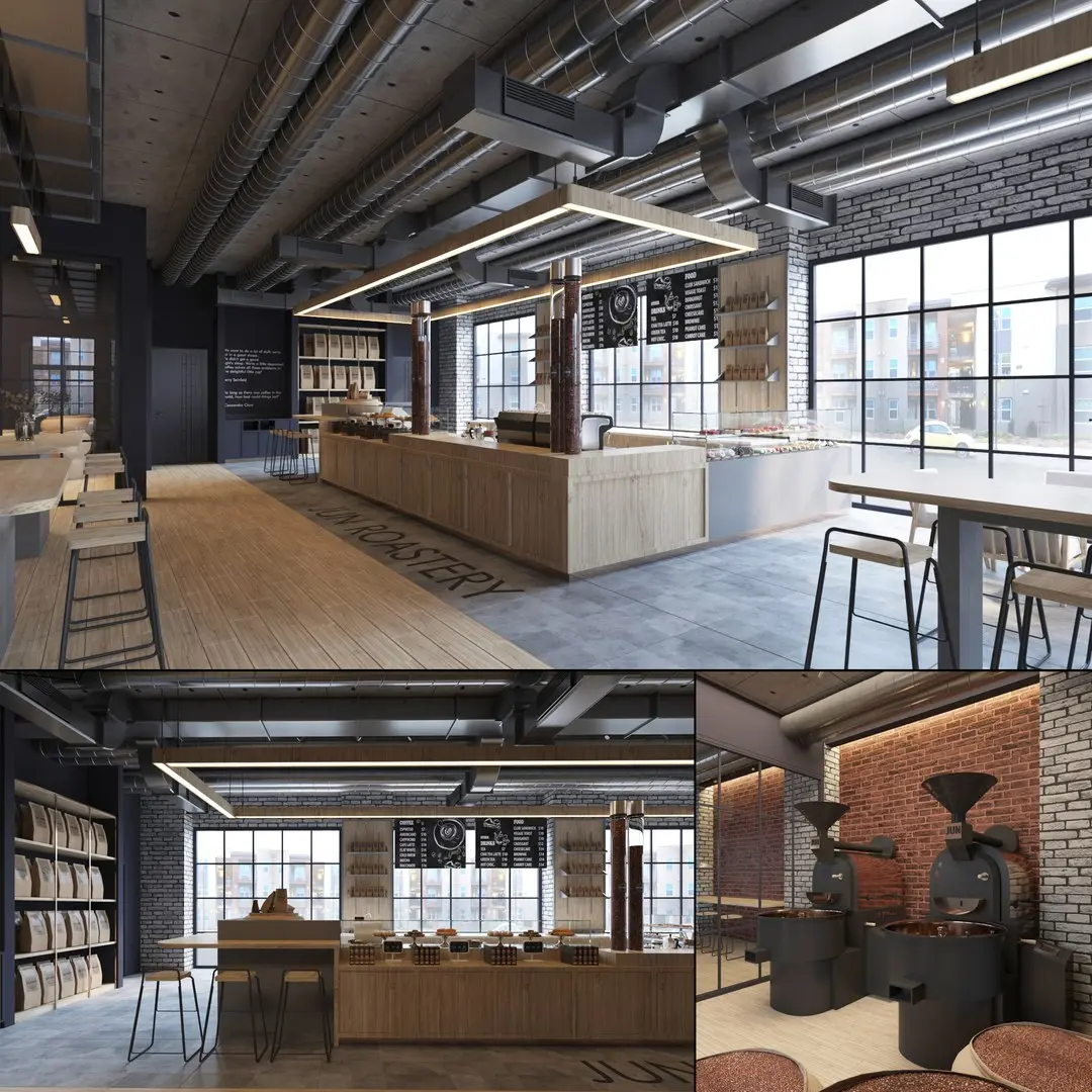 Coffee Roastery Shop Interior 3D model