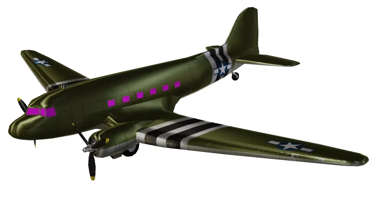 WWII Douglas C-47 Skytrain Military Transport Aircraft 3D model