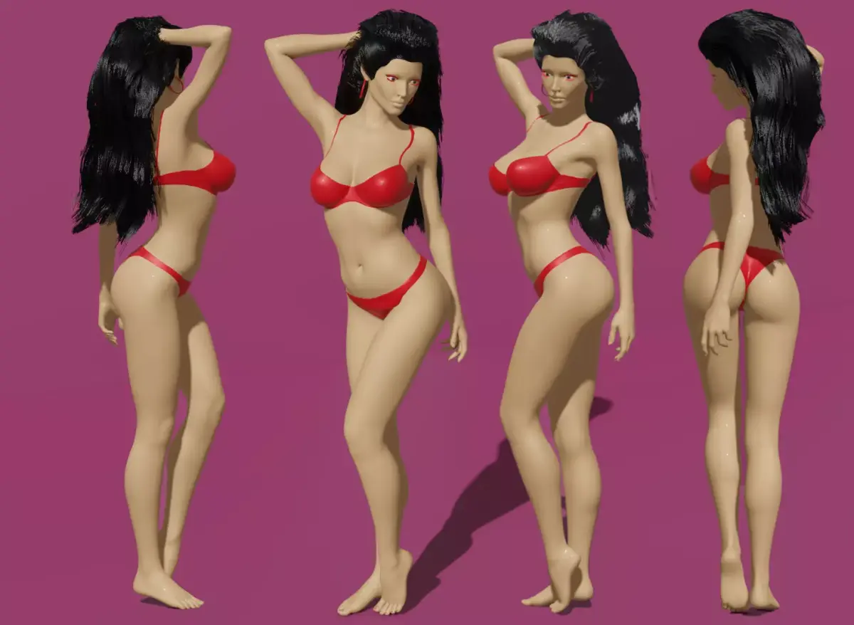 Hot Girl Low-poly 3D model