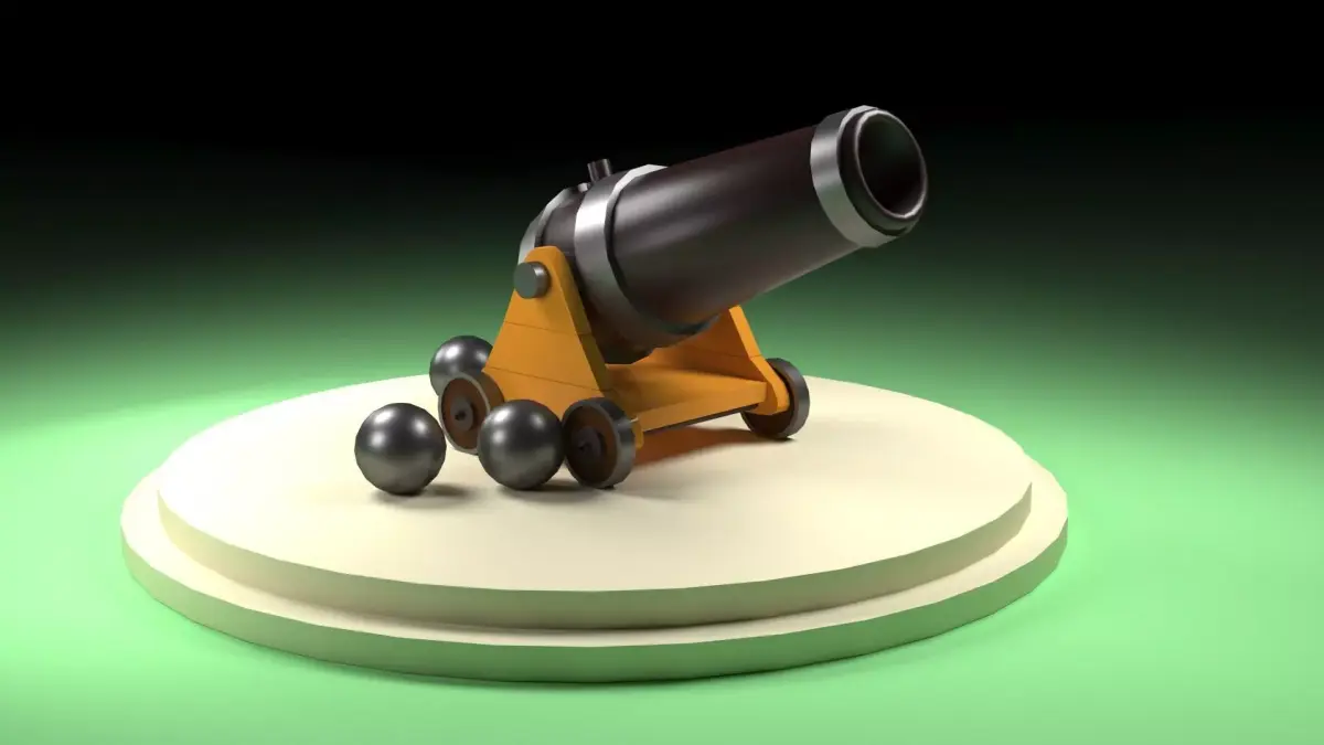 Old Cannon Low-poly 3D model 3
