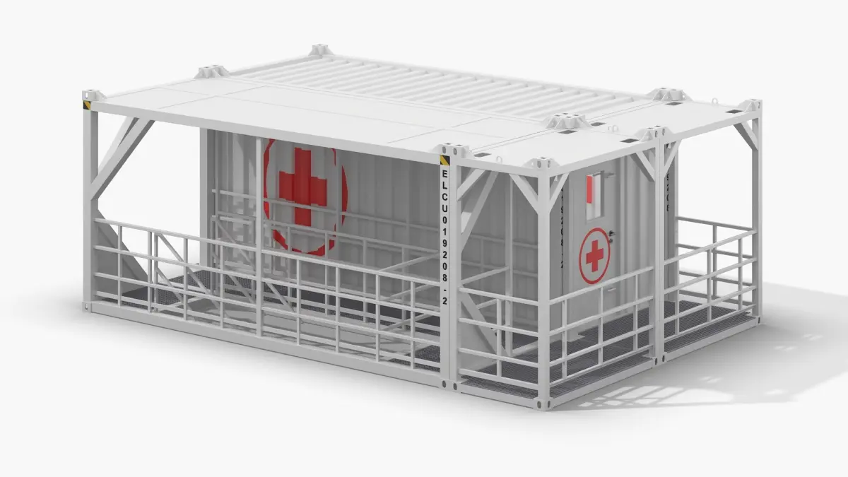 Hybrid Container Stair Platform White 3D model