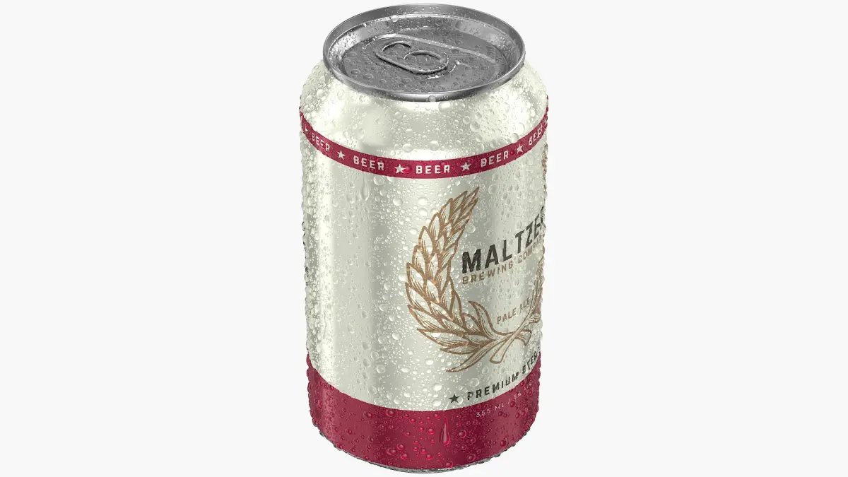 Standard Beer Can With Droplets 355ml 3D model purchase