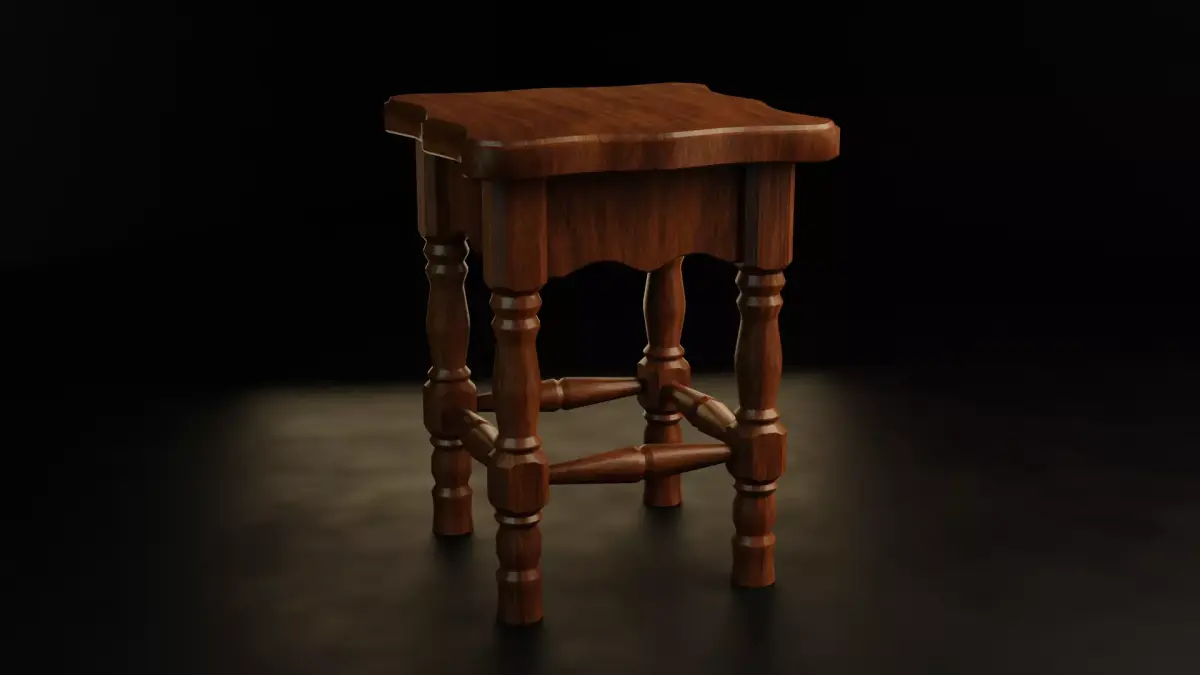 Wooden stool Free 3D model buy