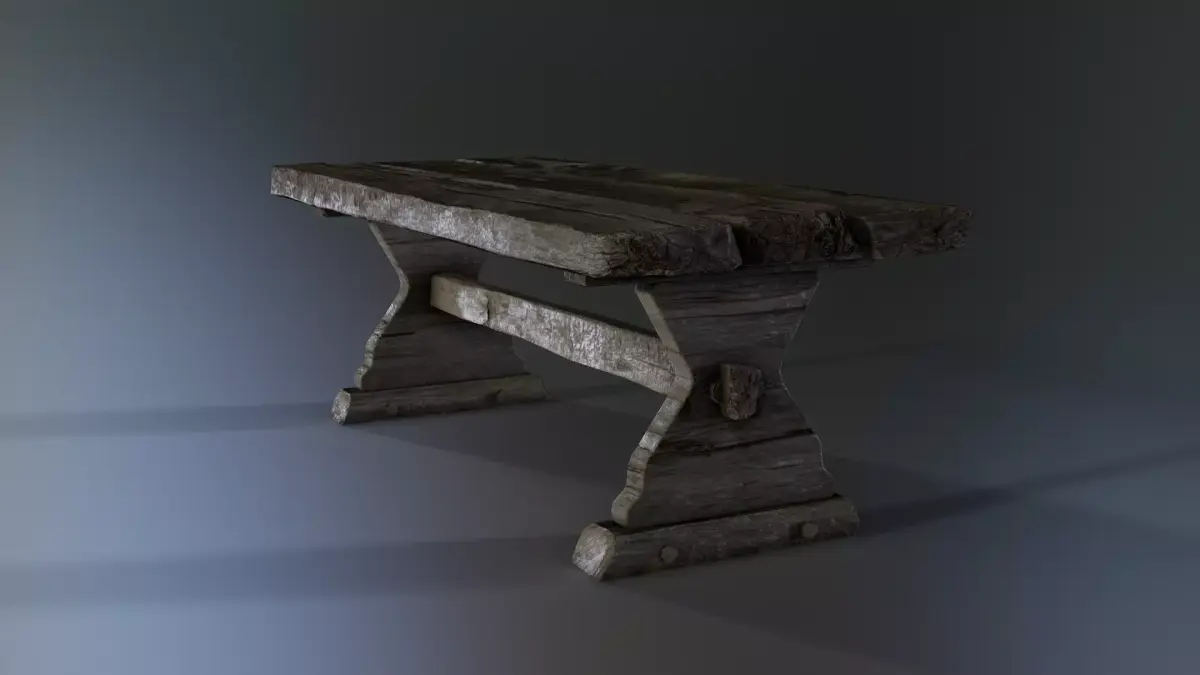Wooden Table Low-poly 3D model 5
