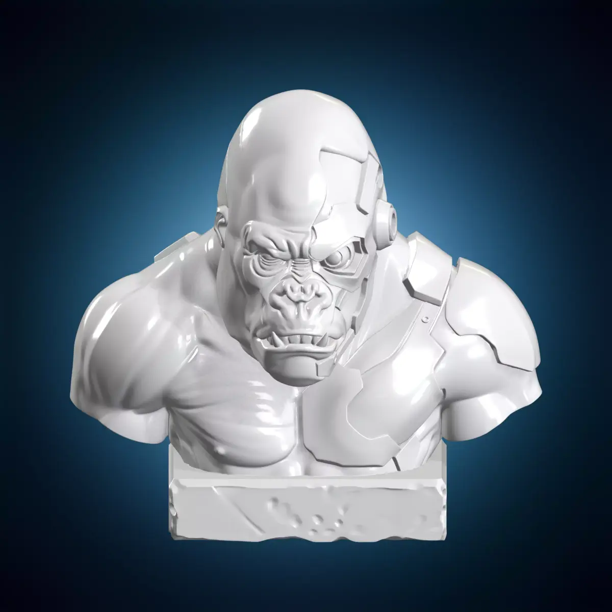 Cybernetic Gorilla Bust 3D Print Model 3D print model