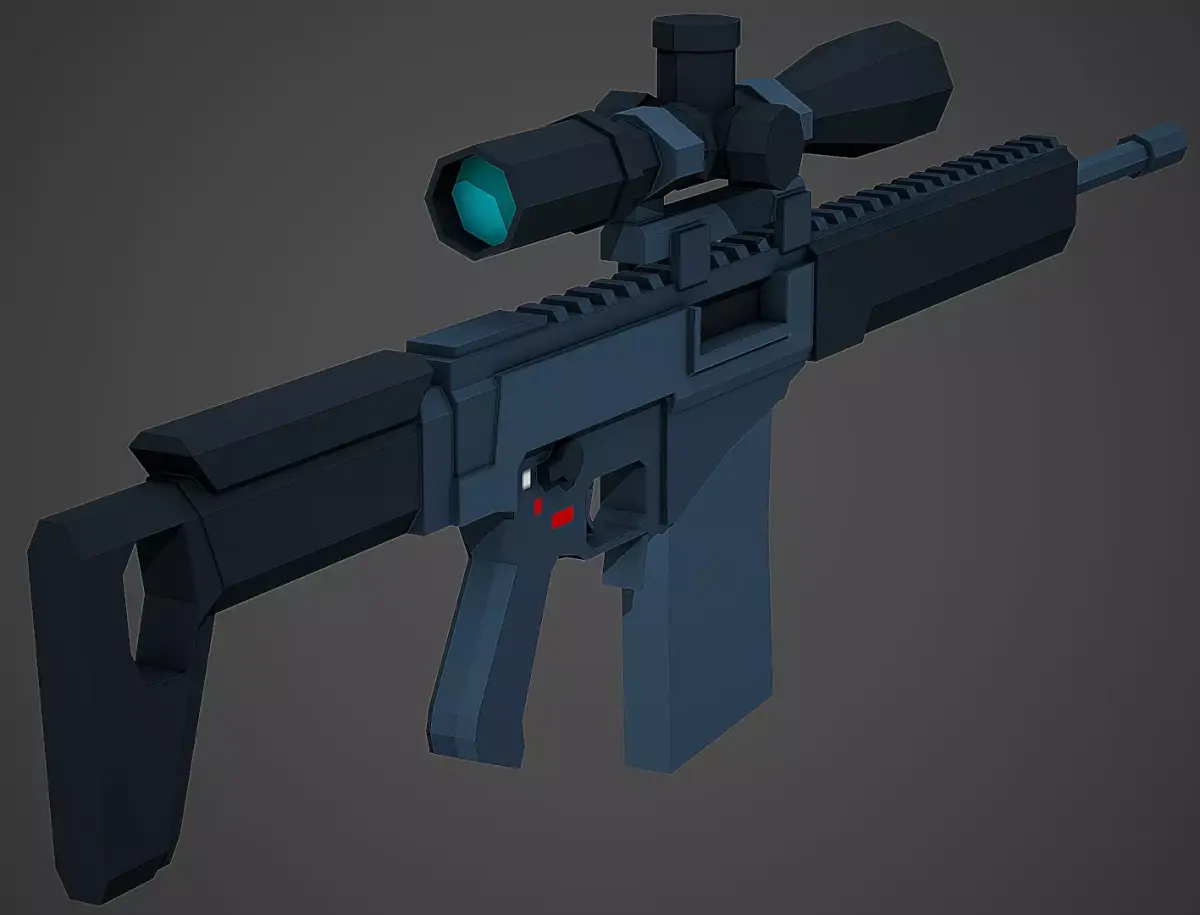 Stylized SVCh Rifle Low Poly Mobile Ready Low-poly 3D model