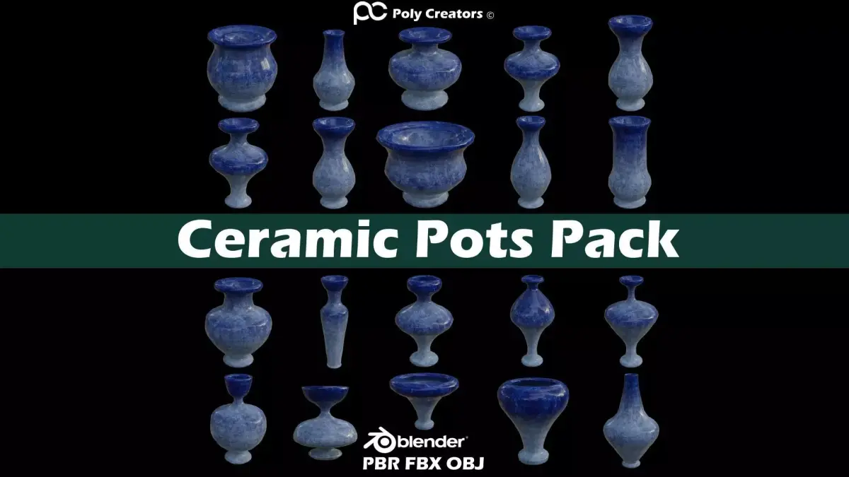 Ceramic Pots Pack Low-poly 3D model