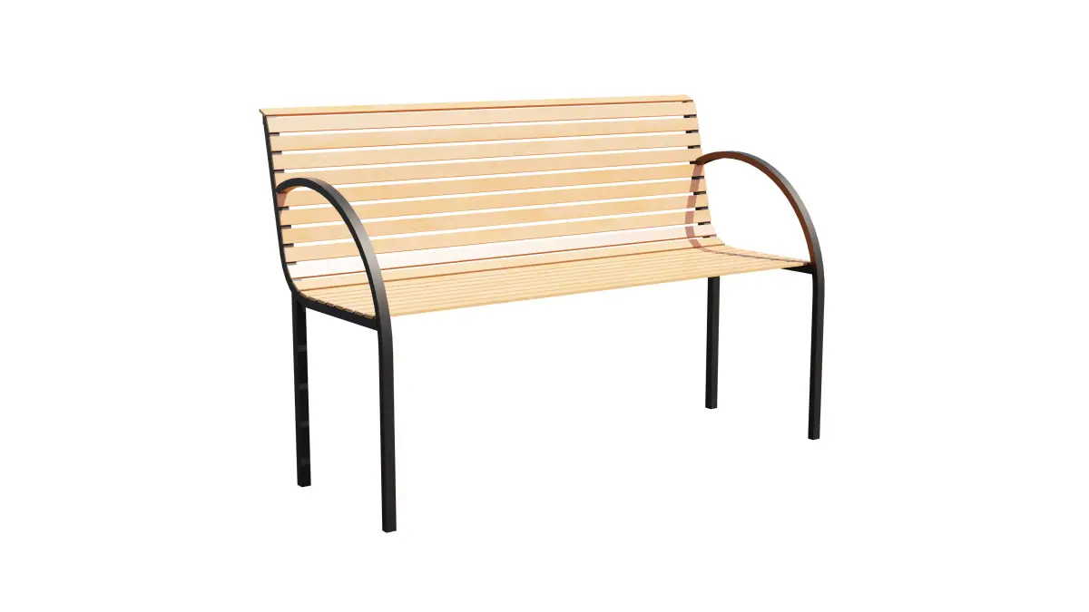 Simple Wood and Metal Bench Free low-poly 3D model