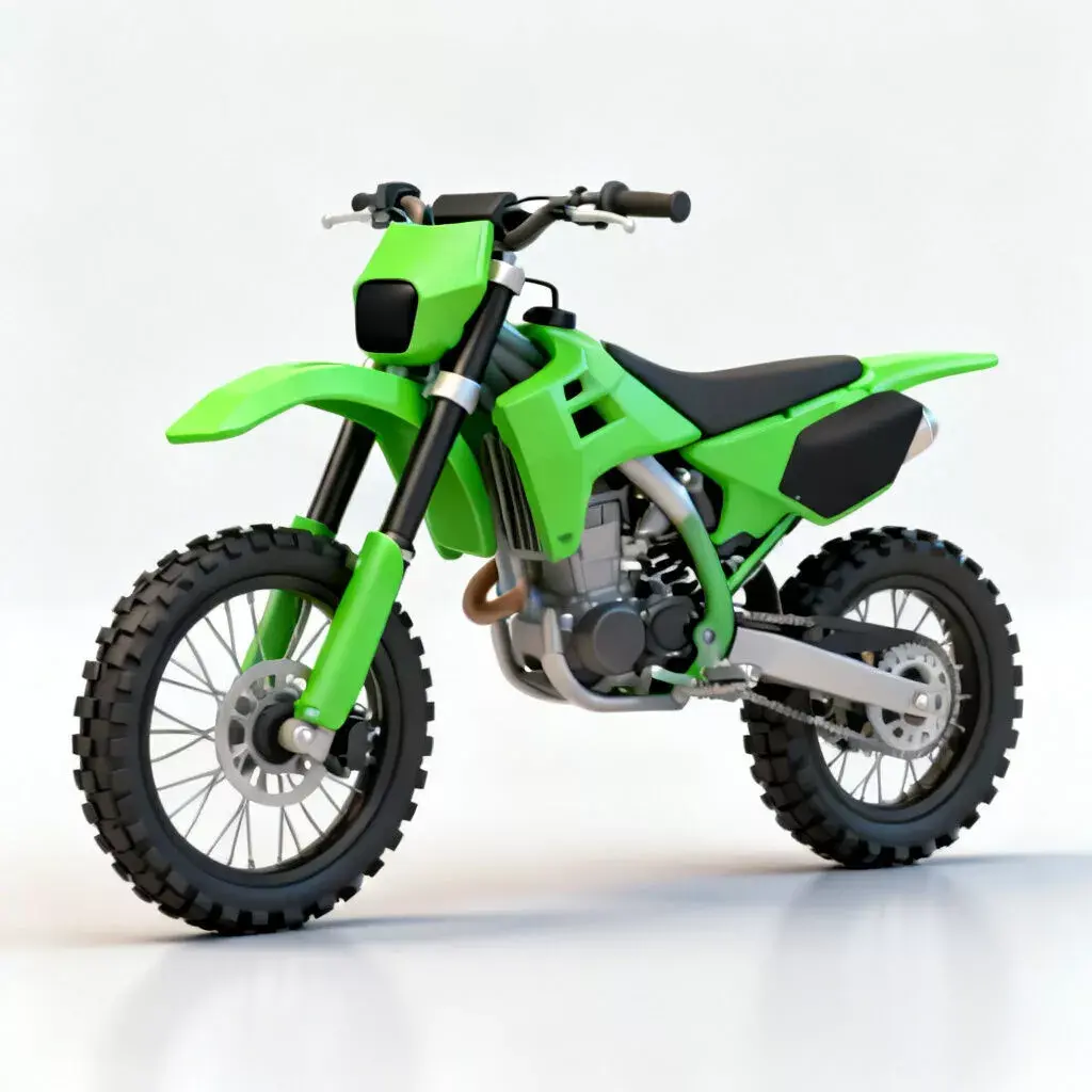 Stylized Cartoon Dirt Bike Green Motorcycle 3d model Low-poly 3D model