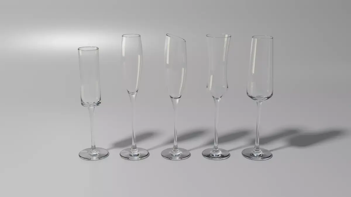 Champagne glass set 3D model