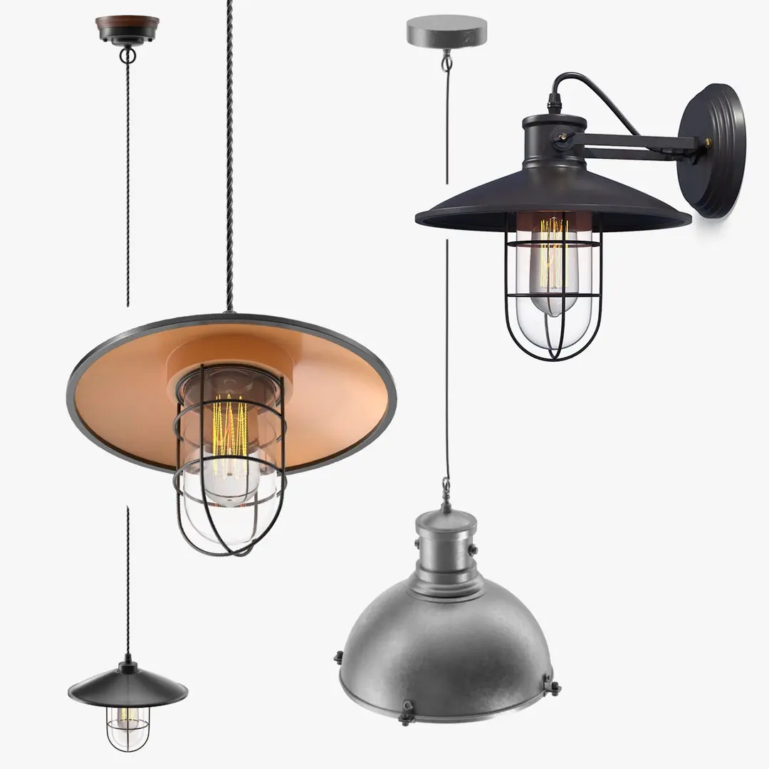 Industrial Lamps Collection 3D model