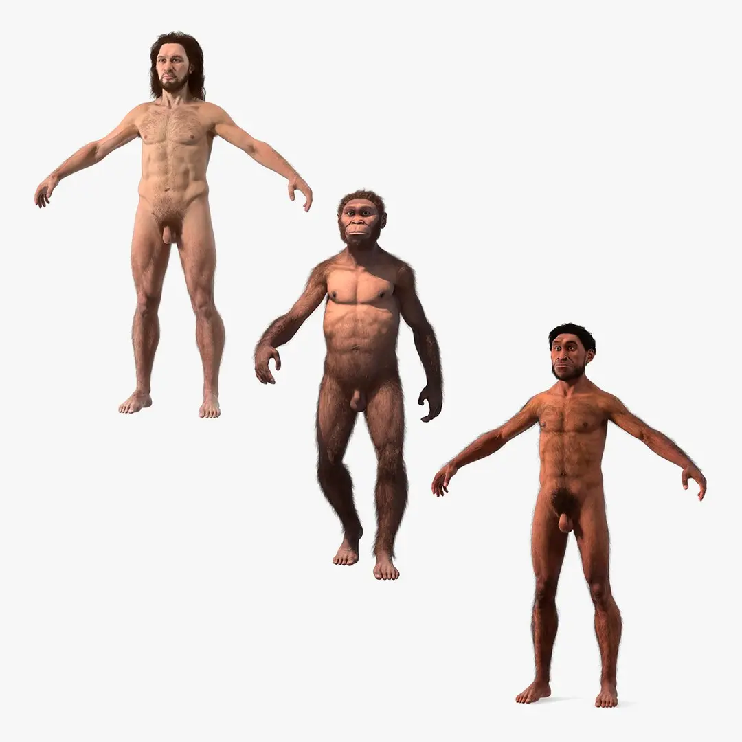 Rigged Cavemans Collection 3D model