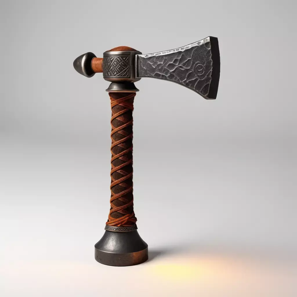 Detailed Viking Fantasy Battle Axe 3D model