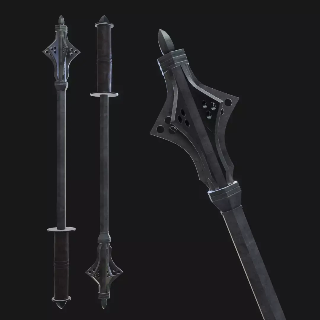 Medieval mace Low-poly 3D model 19