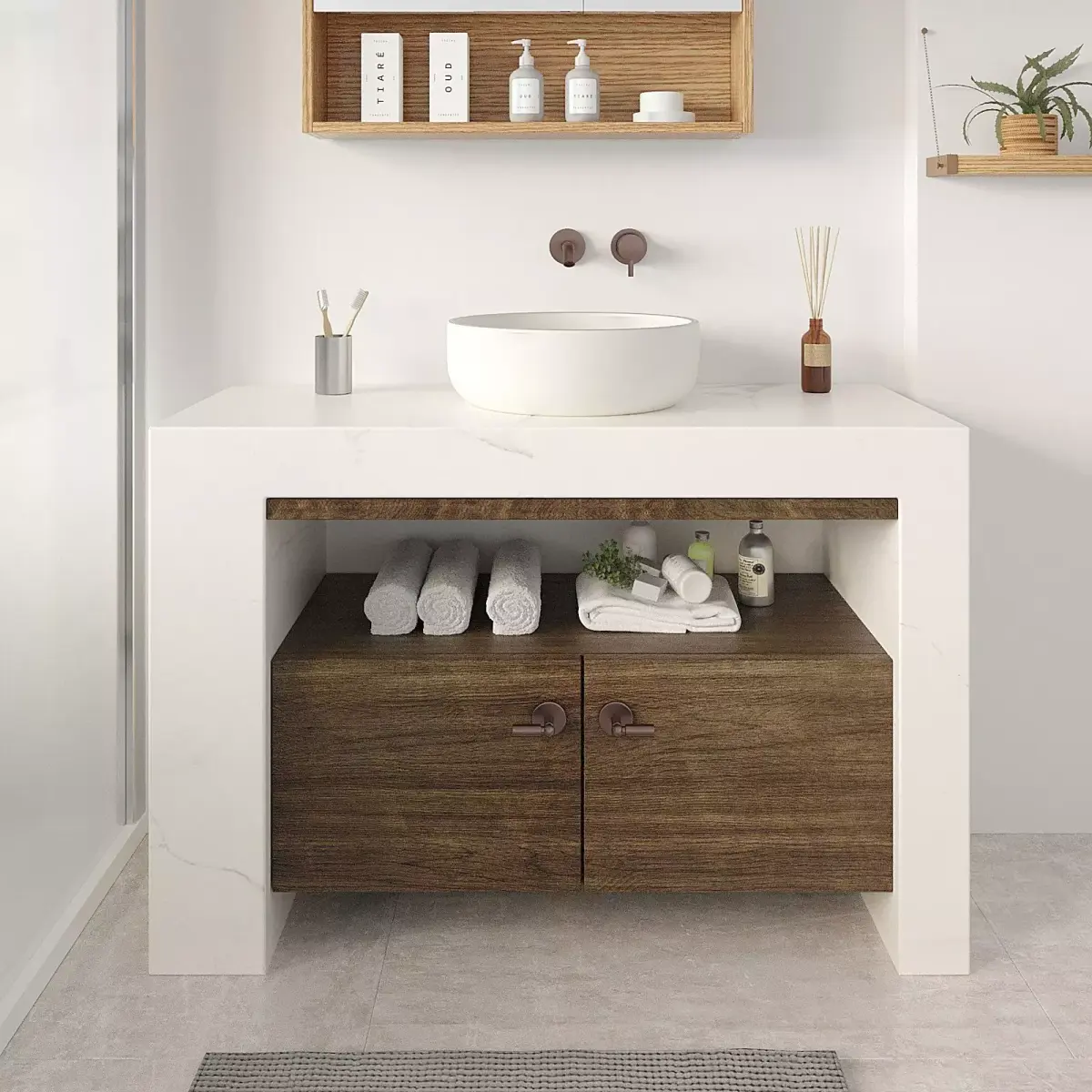 Bathroom vanity cabinet with bowl sink Free 3D model