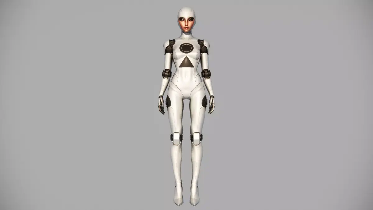 HUMANROBOT   Sleek White Cybernetic Model Low-poly 3D model