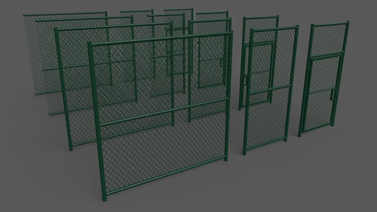 PBR Chain Link Fence For Court C 3D model