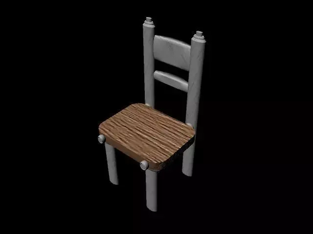 Wood Chair Low-poly 3D model 3