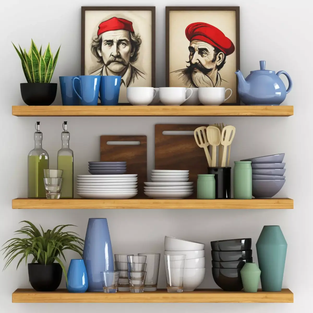 Shelves kitchen set 3D model