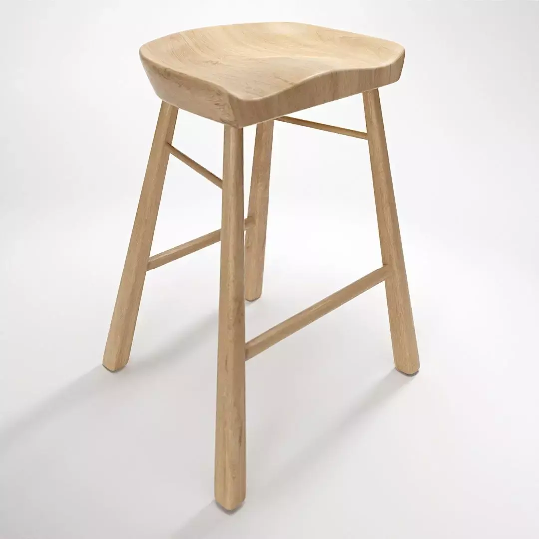 CrafStool stool made from solid oak Free 3D model