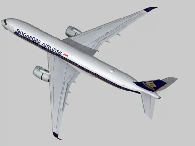 Airbus A350-900 XWB Singapore Airlines Low-poly 3D model