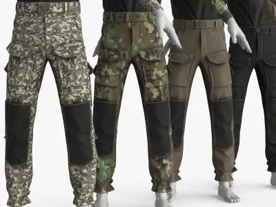 Combat Uniform 4 Colors Low-poly 3D model