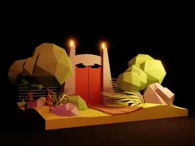 Jurassic park Gate low poly 3D model